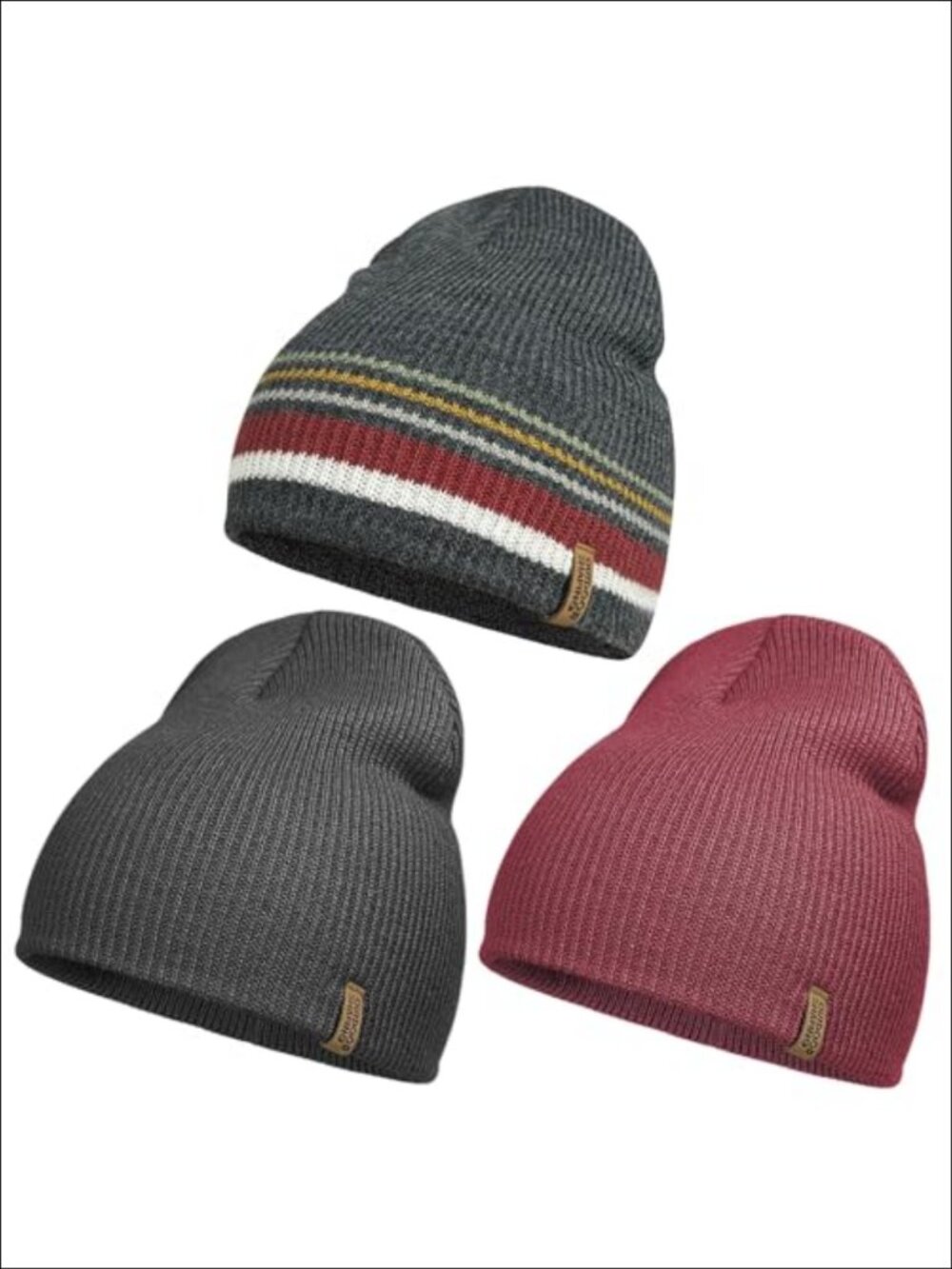 Unisex Knit Beanie Hat Soft Skull Cap 3-Piece Set Acrylic